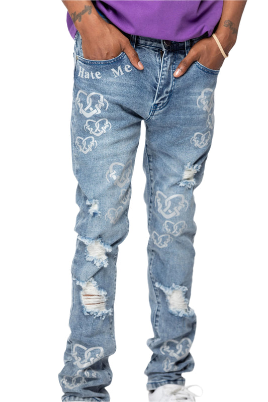 Hate Me Destressed Blue Jeans