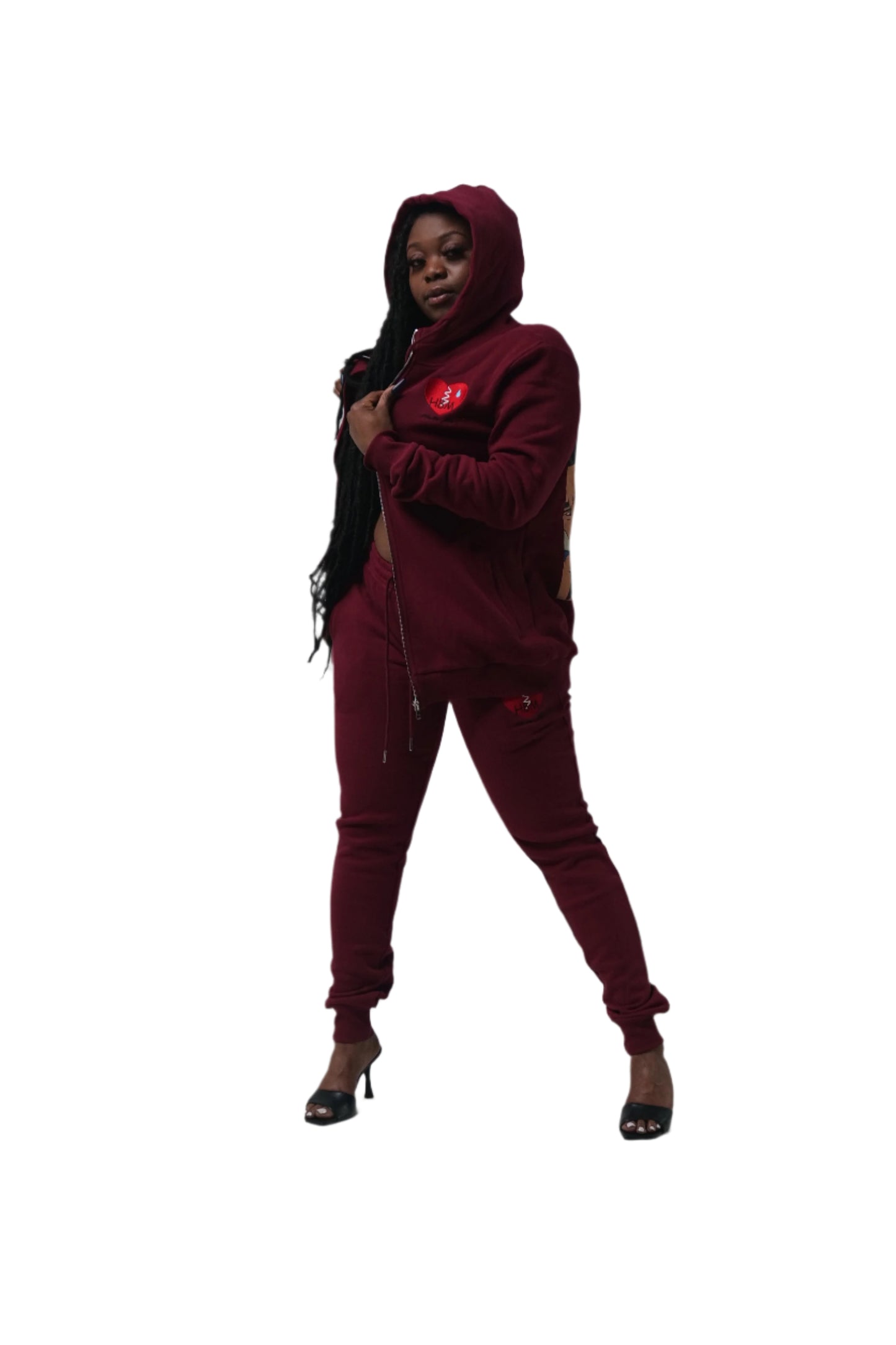 Burgundy Hate Me Jogging Suit Set