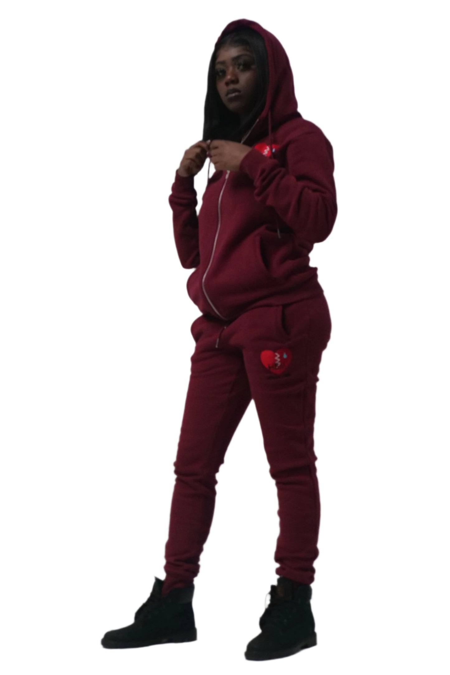 Burgundy Hate Me Jogging Suit Set