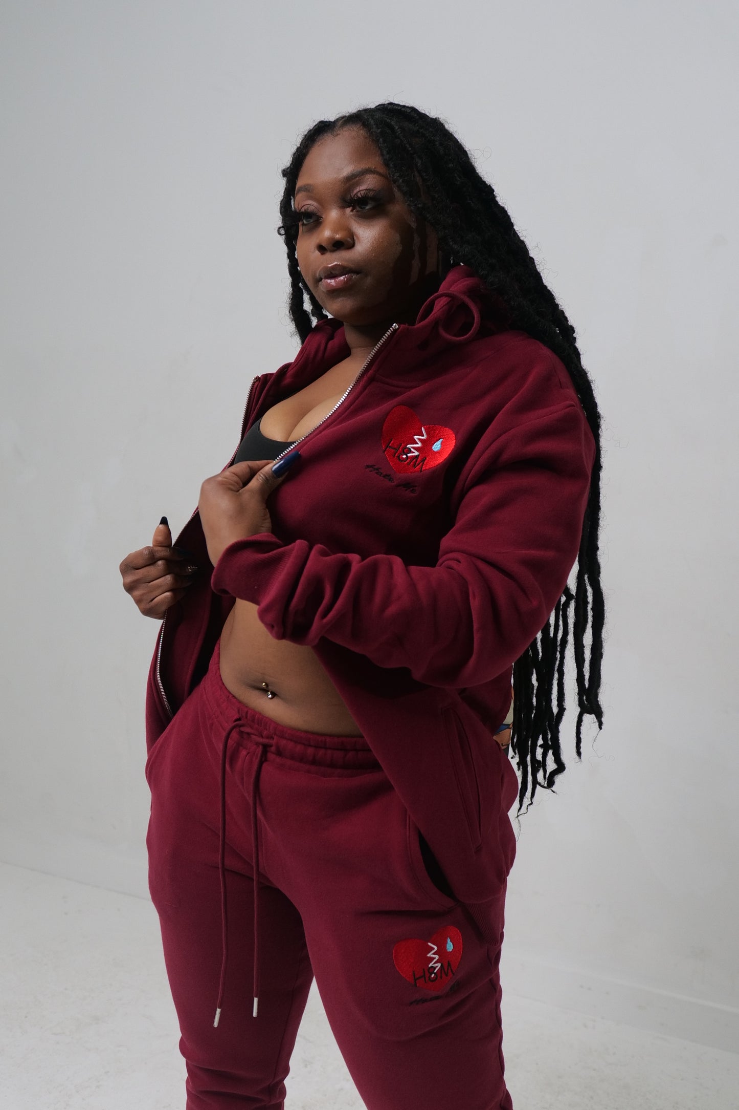 Burgundy Hate Me Jogging Suit Set