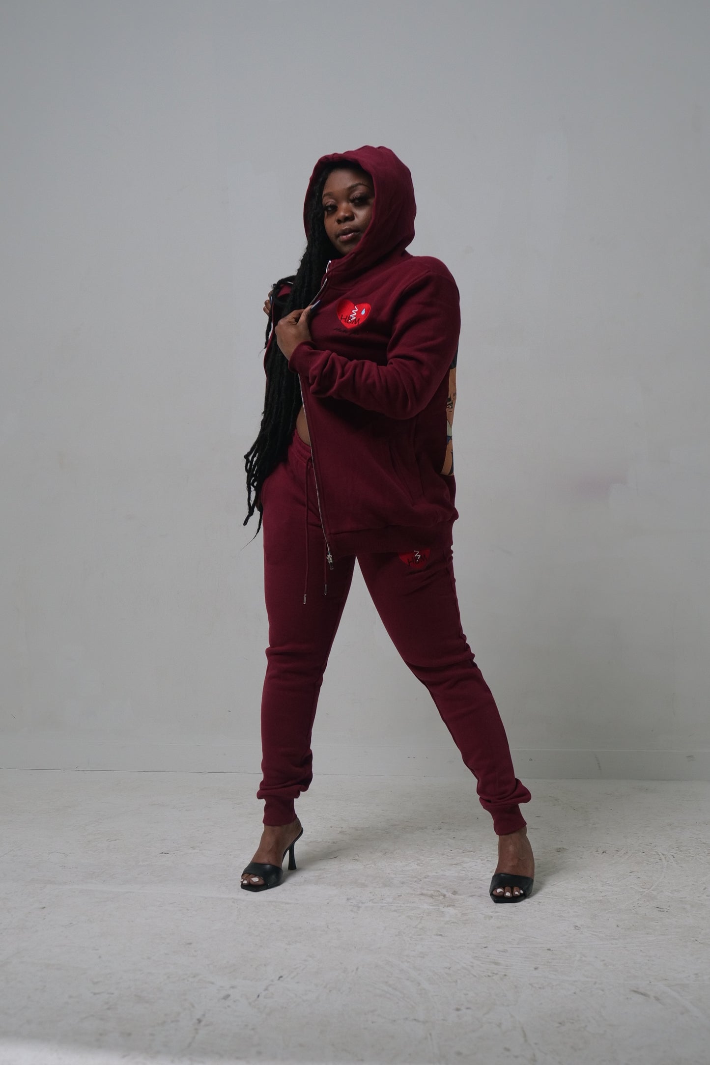 Burgundy Hate Me Jogging Suit Set